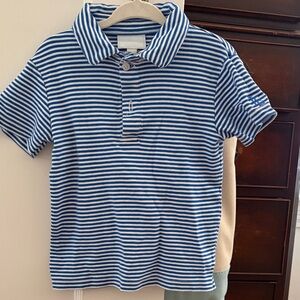 Little English Navy and White Striped Polo